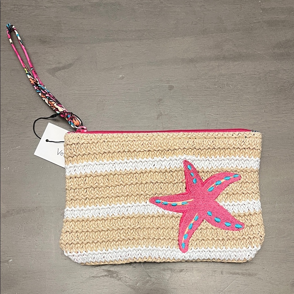 Vera Bradley Tan and Pink Starfish Clutch